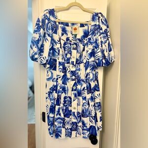 FARM Rio Blue and White Floral Dress